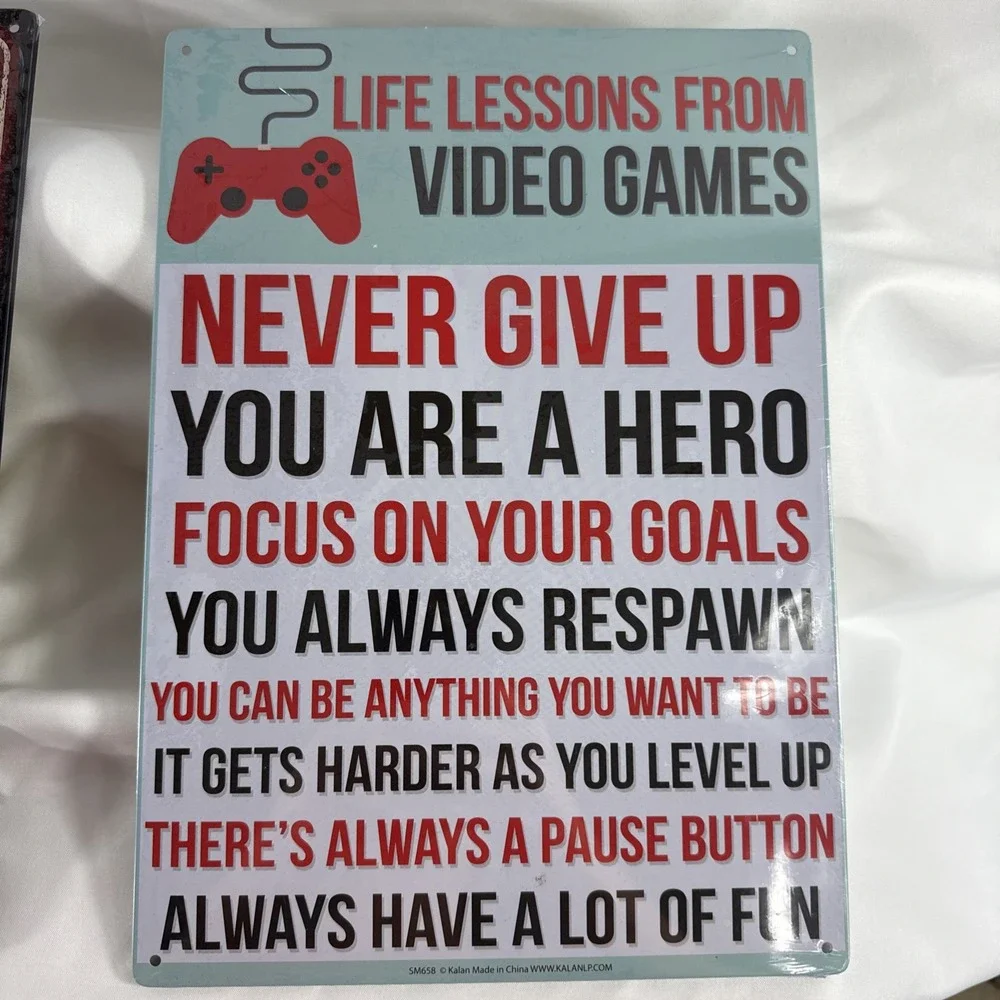 Life Lessons From Video‎ Games And I'm Disturbed Enough Metal Fun Signs